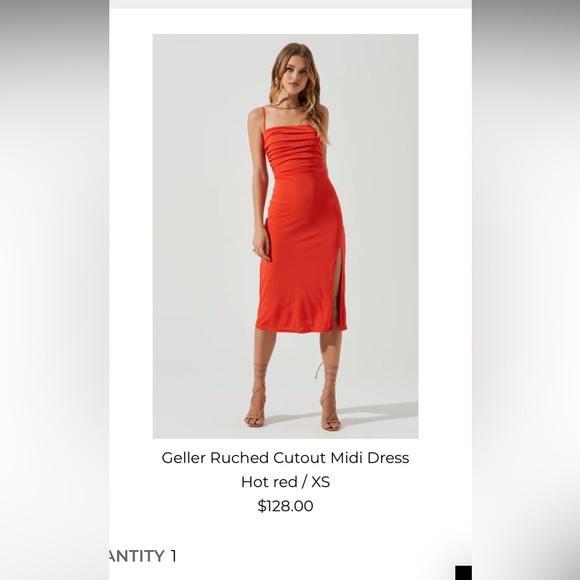 SOLD | ASTR The Label Hot Red Ruched Cutout Midi Dress - Picture 5 of 5